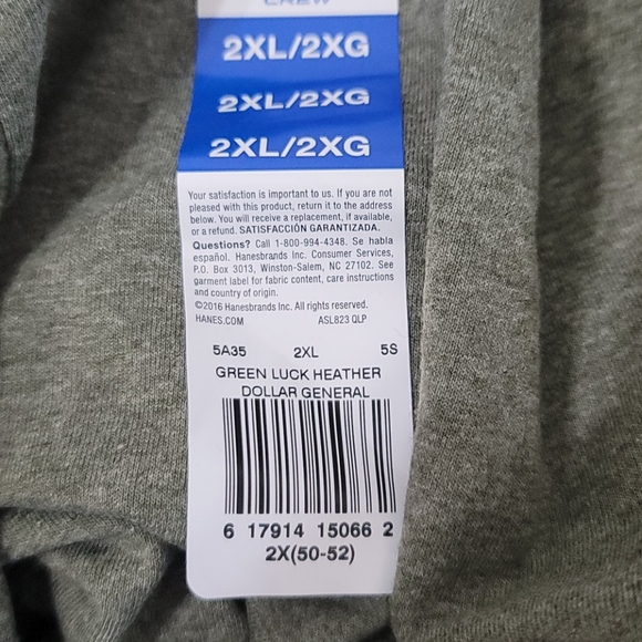 💕 NWT Hanes Crewneck Men's T-Shirt Green Luck Heather - Picture 5 of 6